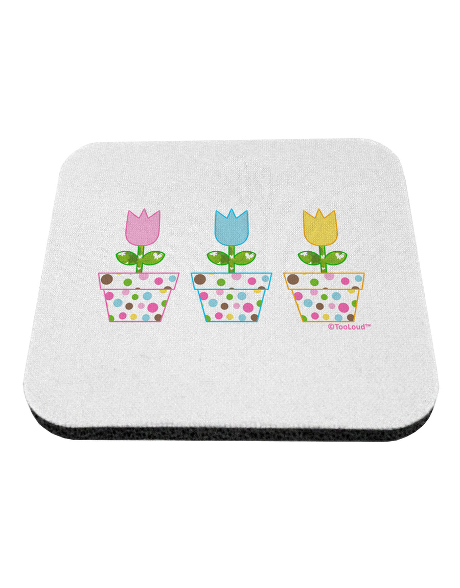 Three Easter Tulips Coaster by TooLoud-Coasters-TooLoud-White-Davson Sales