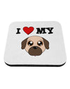 I Heart My - Cute Pug Dog - Fawn Coaster by TooLoud-Coasters-TooLoud-White-Davson Sales