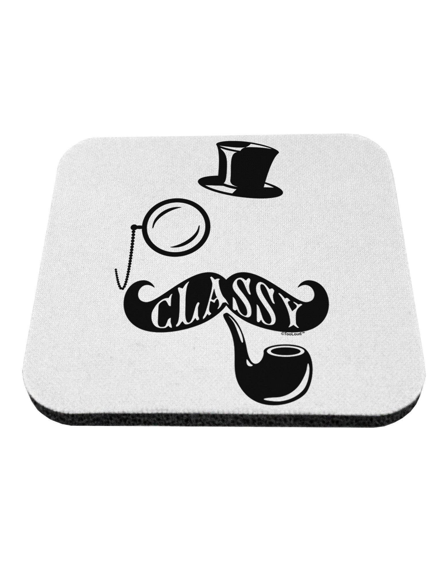 Classy Tophat Mustache Pipe and Monocle Coaster-Coasters-TooLoud-White-Davson Sales