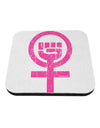 Pink Distressed Feminism Symbol Coaster-Coasters-TooLoud-White-Davson Sales