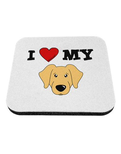 I Heart My - Cute Golden Retriever Dog Coaster by TooLoud-Coasters-TooLoud-White-Davson Sales