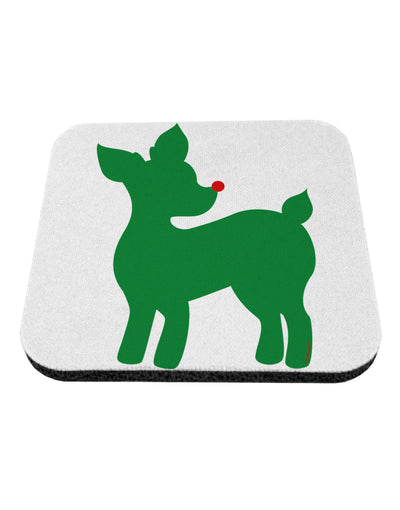 Cute Red and Green Rudolph - Christmas Coaster by TooLoud-Coasters-TooLoud-White-Davson Sales