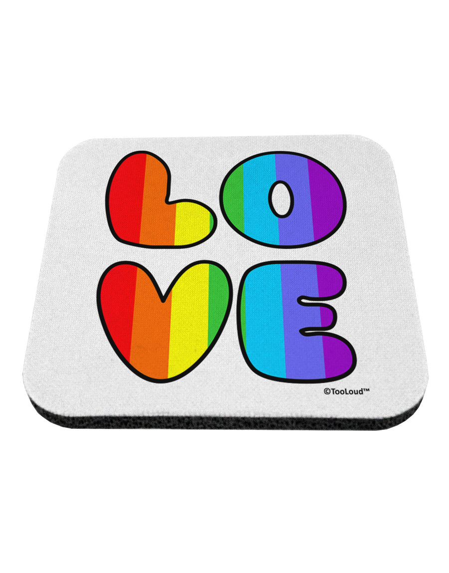 Rainbow LOVE Text Coaster by TooLoud-Coasters-TooLoud-White-Davson Sales