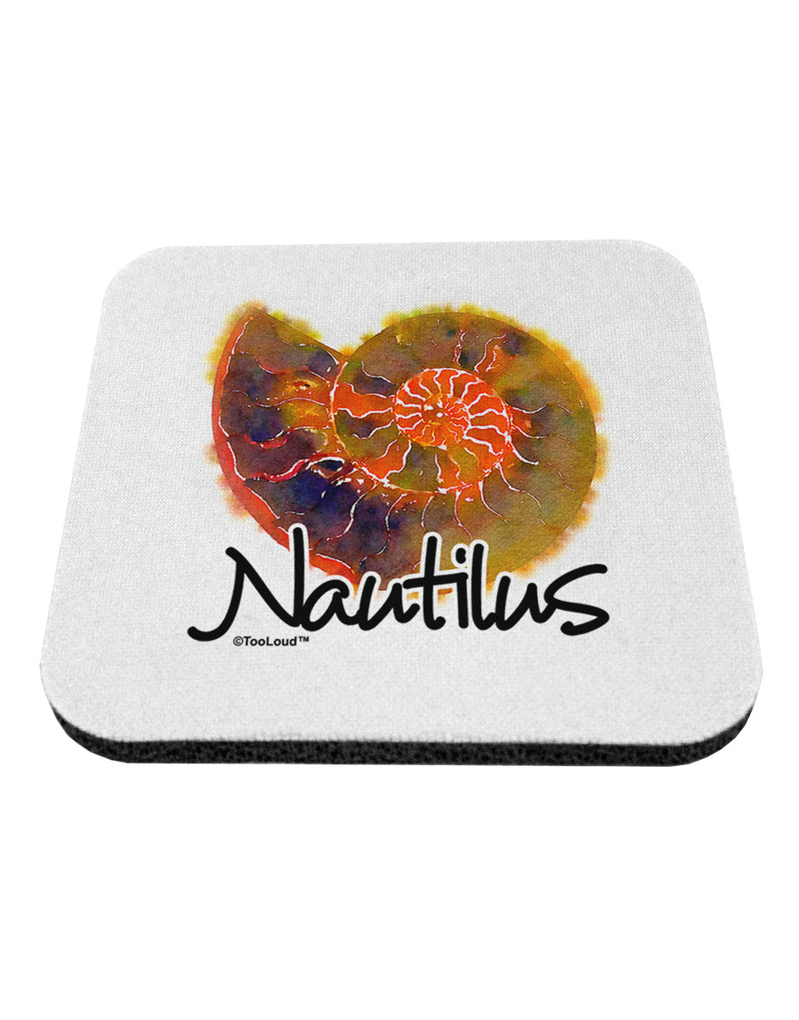 Nautilus Fossil Watercolor Text Coaster-Coasters-TooLoud-White-Davson Sales