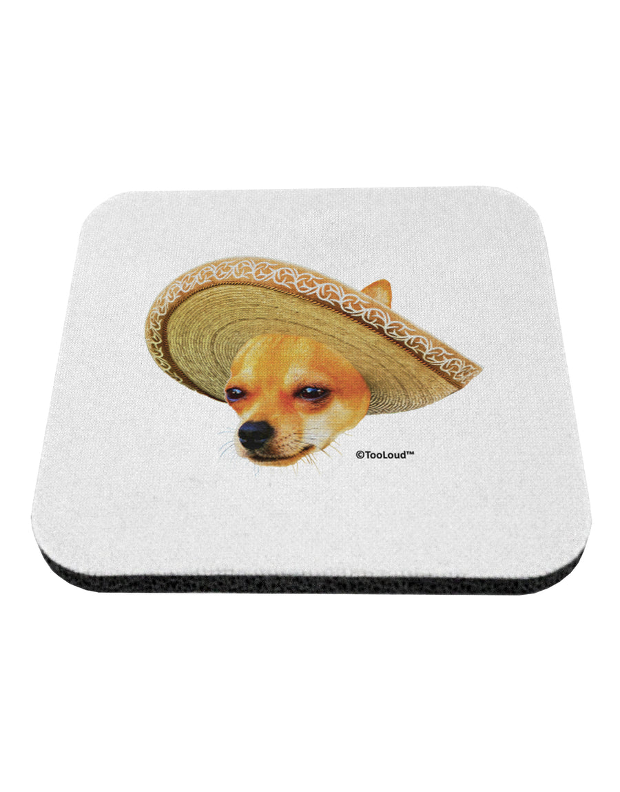 Chihuahua Dog with Sombrero - Patchwork Design Coaster by TooLoud-Coasters-TooLoud-White-Davson Sales