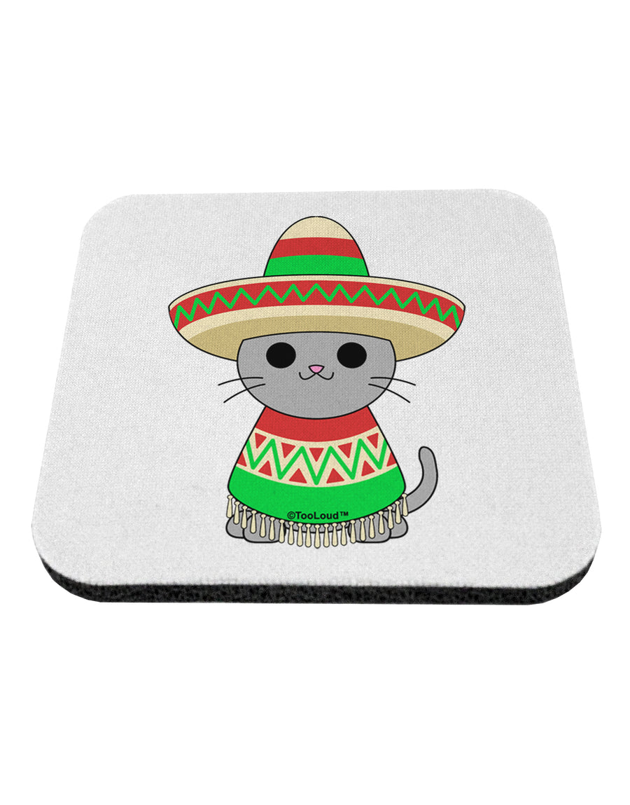 Cat with Sombrero and Poncho Coaster by TooLoud-Coasters-TooLoud-White-Davson Sales