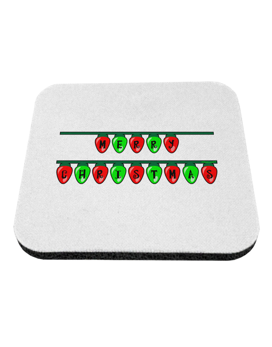 Merry Christmas Lights Red and Green Coaster-Coasters-TooLoud-White-Davson Sales