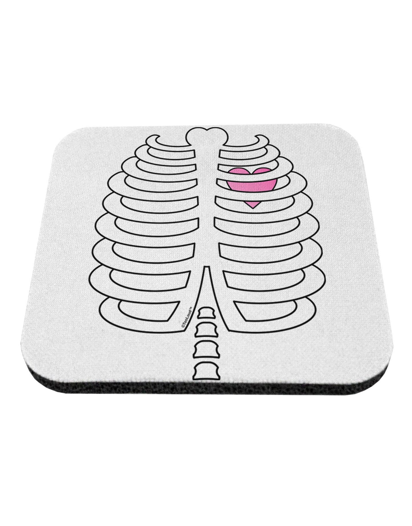 Skeleton Ribcage with Pink Heart Halloween Coaster-Coasters-TooLoud-White-Davson Sales