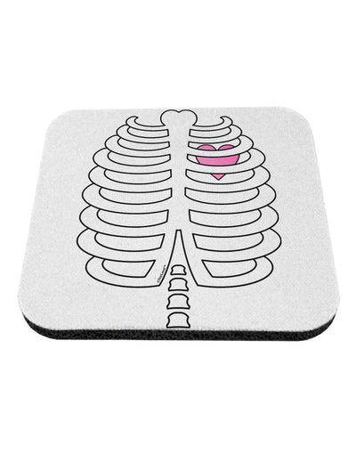 Skeleton Ribcage with Pink Heart Halloween Coaster-Coasters-TooLoud-White-Davson Sales