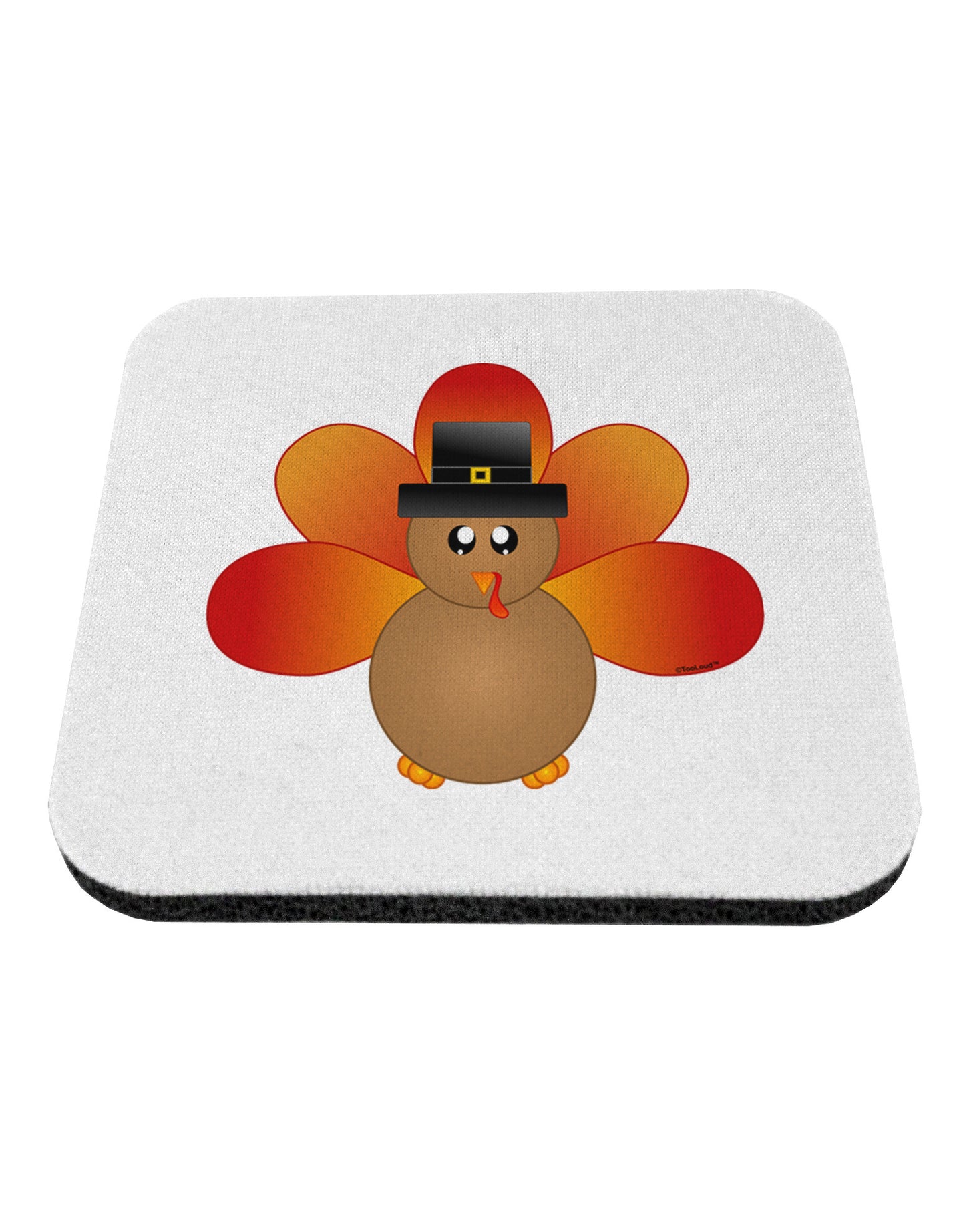 Cute Pilgrim Turkey Thanksgiving Coaster-Coasters-TooLoud-White-Davson Sales
