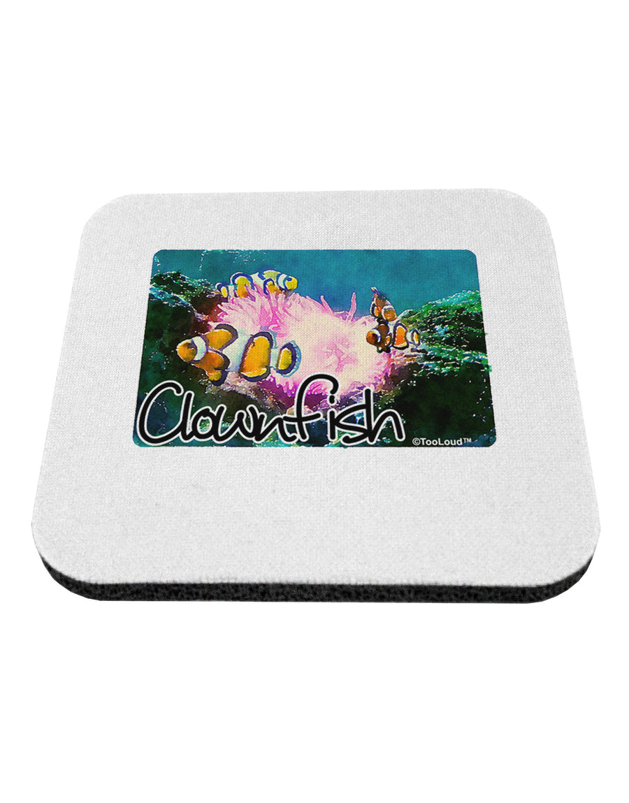 Clownfish Watercolor Text Coaster-Coasters-TooLoud-White-Davson Sales