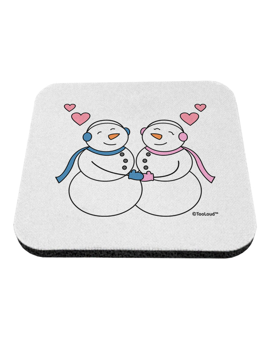 Cute Snowman and Snowwoman Couple Coaster by TooLoud-Coasters-TooLoud-White-Davson Sales