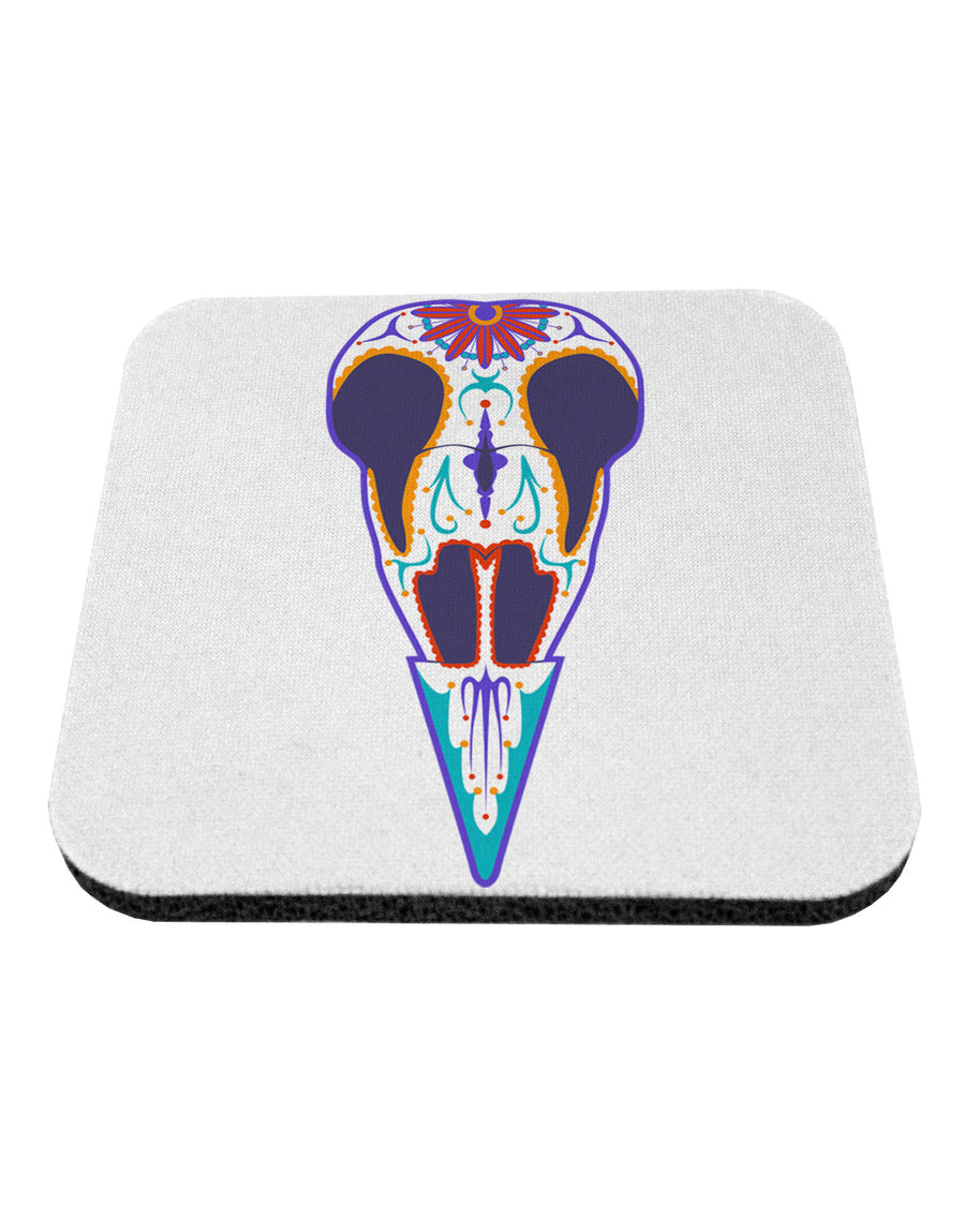 Colorful Mystic Bird Skull Calavera Day of the Dead Coaster-Coasters-TooLoud-White-Davson Sales