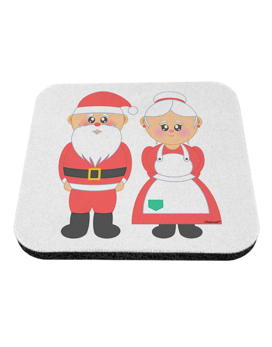 Cute Mr and Mrs Santa Claus Couple Christmas Coaster-Coasters-TooLoud-White-Davson Sales