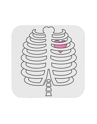 Skeleton Ribcage with Pink Heart Halloween Coaster-Coasters-TooLoud-White-Davson Sales