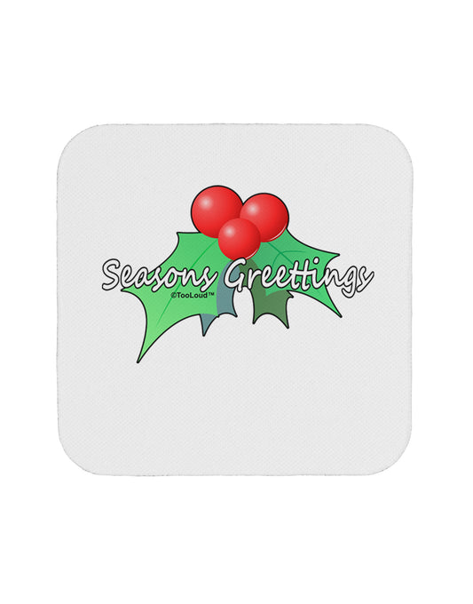 Holly Seasons Greetings Text Coaster by TooLoud-Coasters-TooLoud-White-Davson Sales