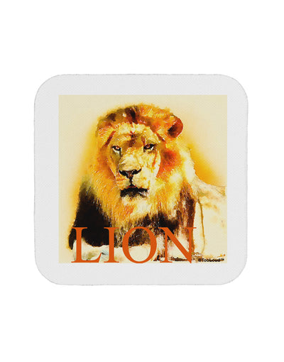 Lion Watercolor 4 Text Coaster-Coasters-TooLoud-White-Davson Sales