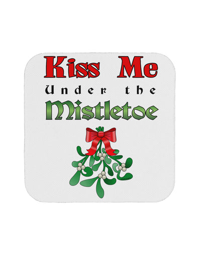 Kiss Me Under the Mistletoe Christmas Coaster-Coasters-TooLoud-White-Davson Sales