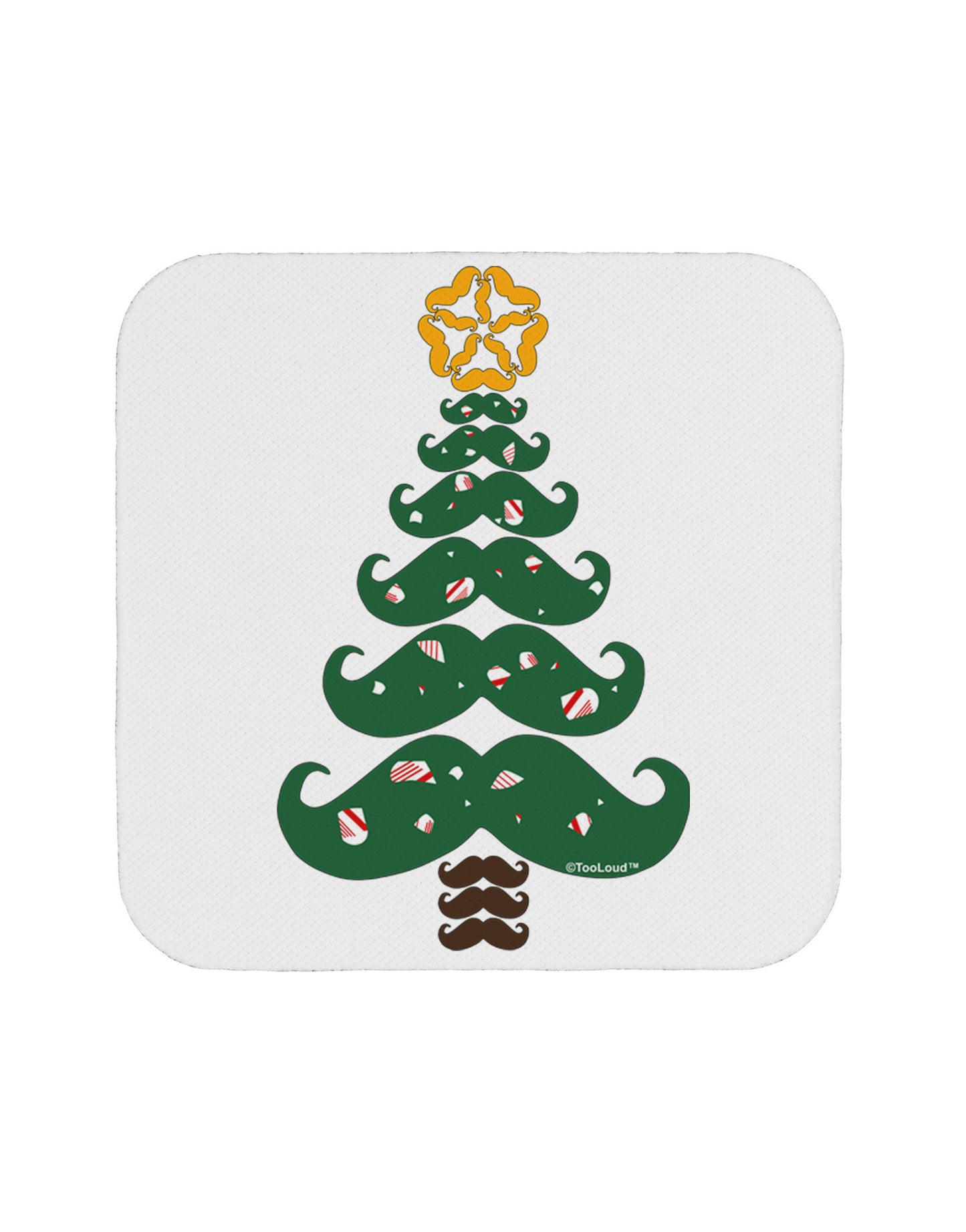 Mustache Christmas Tree Coaster-Coasters-TooLoud-White-Davson Sales