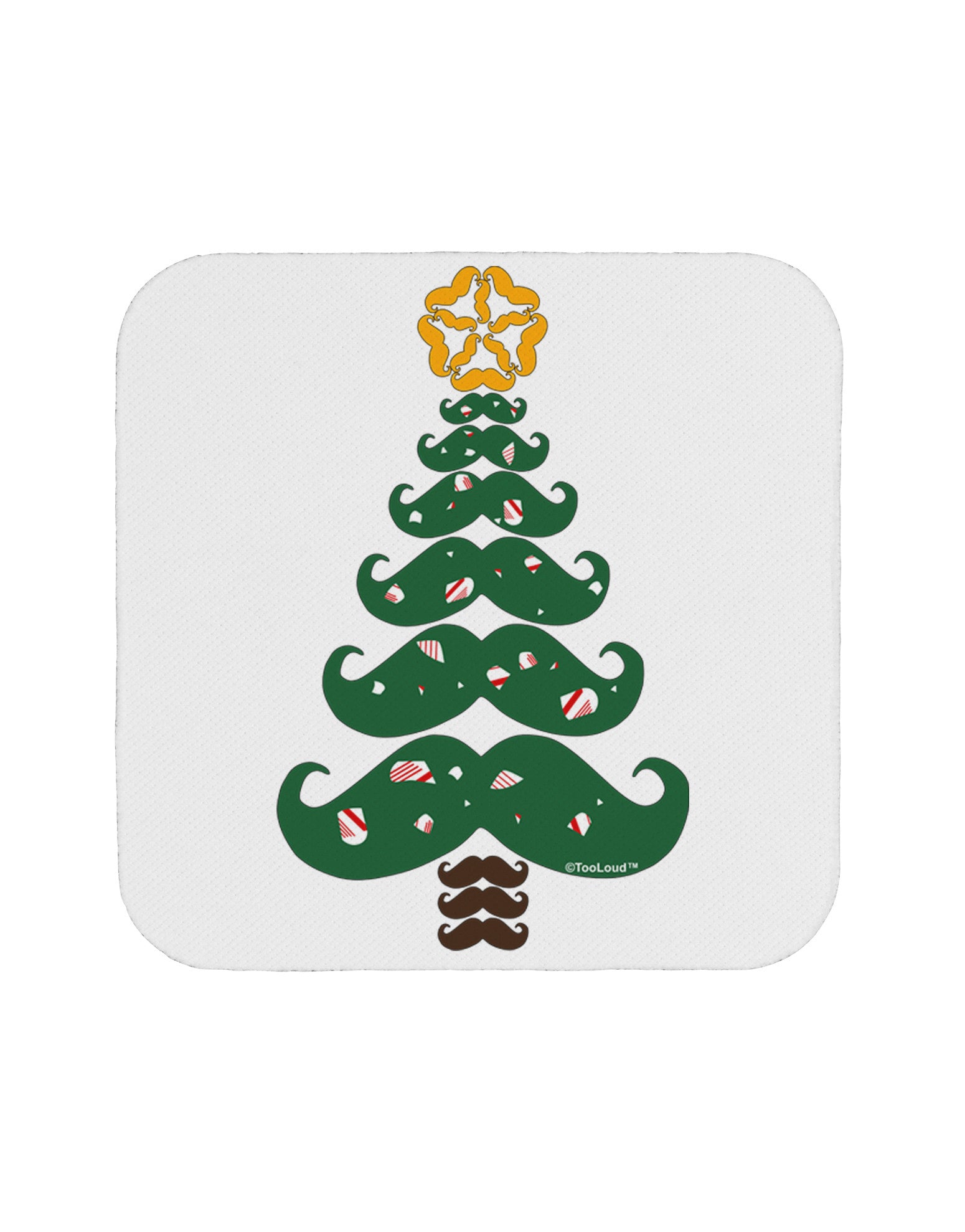 Mustache Christmas Tree Coaster-Coasters-TooLoud-White-Davson Sales