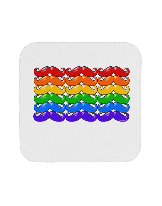 Rainbow Mustaches Gay Pride Flag Coaster-Coasters-TooLoud-White-Davson Sales