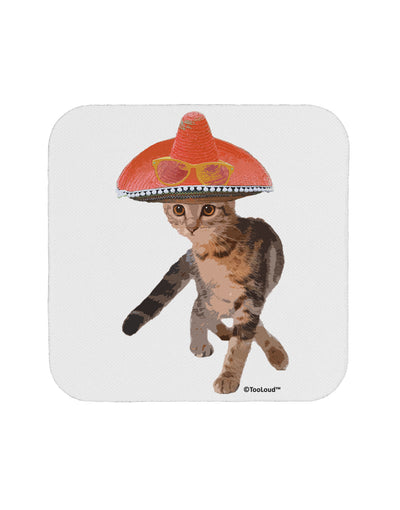 Cat with Sombrero and Sunglasses Coaster by TooLoud-Coasters-TooLoud-White-Davson Sales