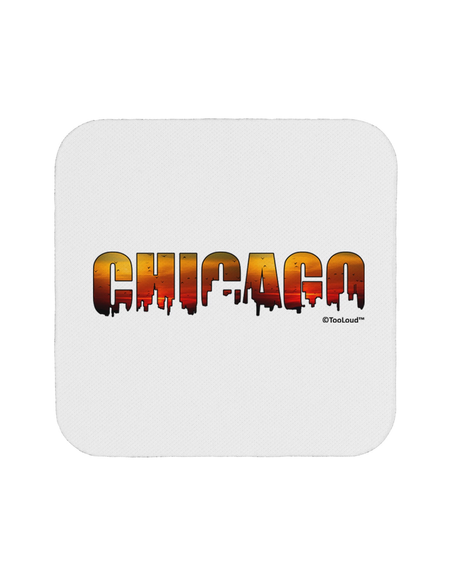 Chicago Skyline Cutout - Sunset Sky Coaster by TooLoud-Coasters-TooLoud-White-Davson Sales