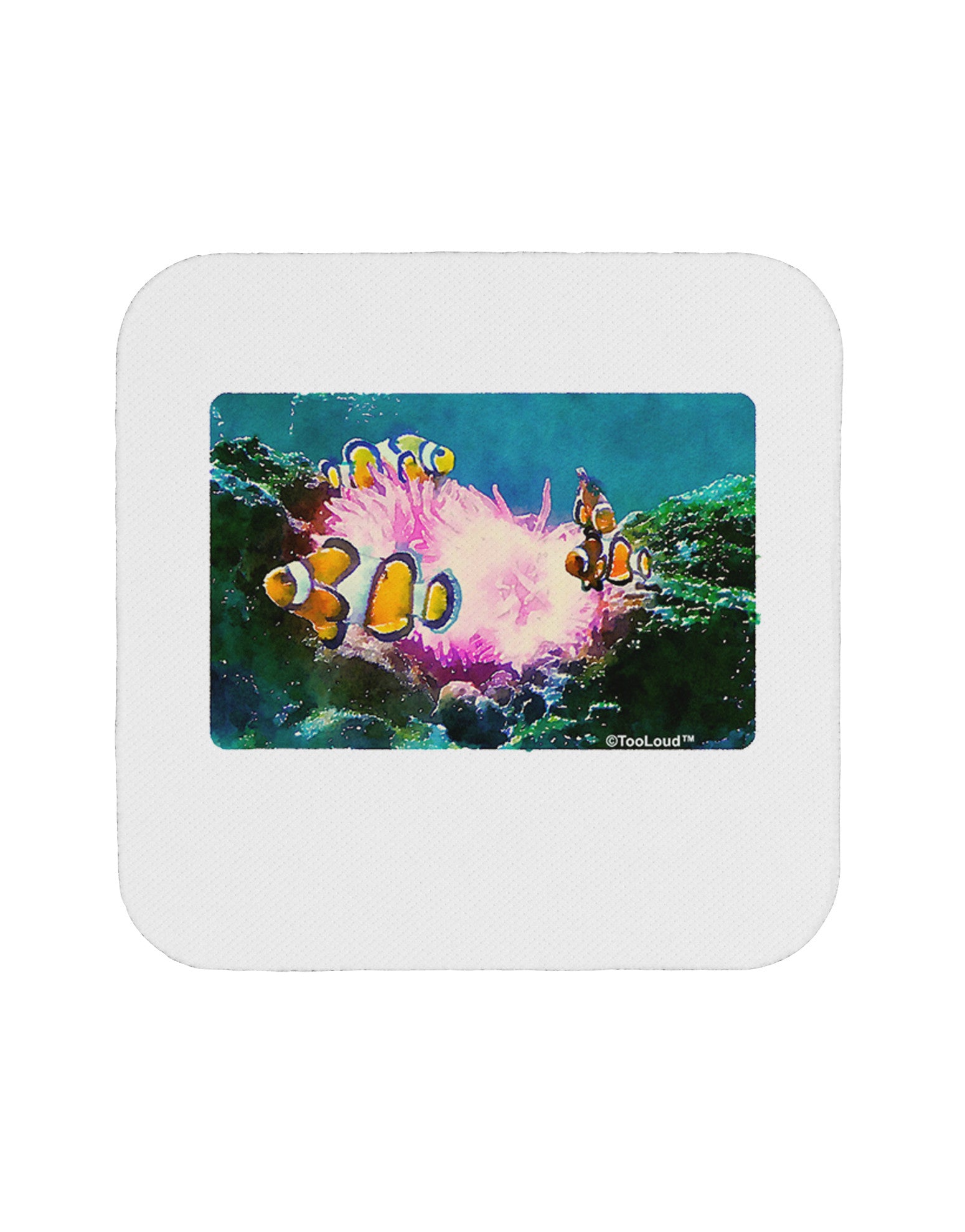 Clownfish Watercolor Coaster-Coasters-TooLoud-White-Davson Sales