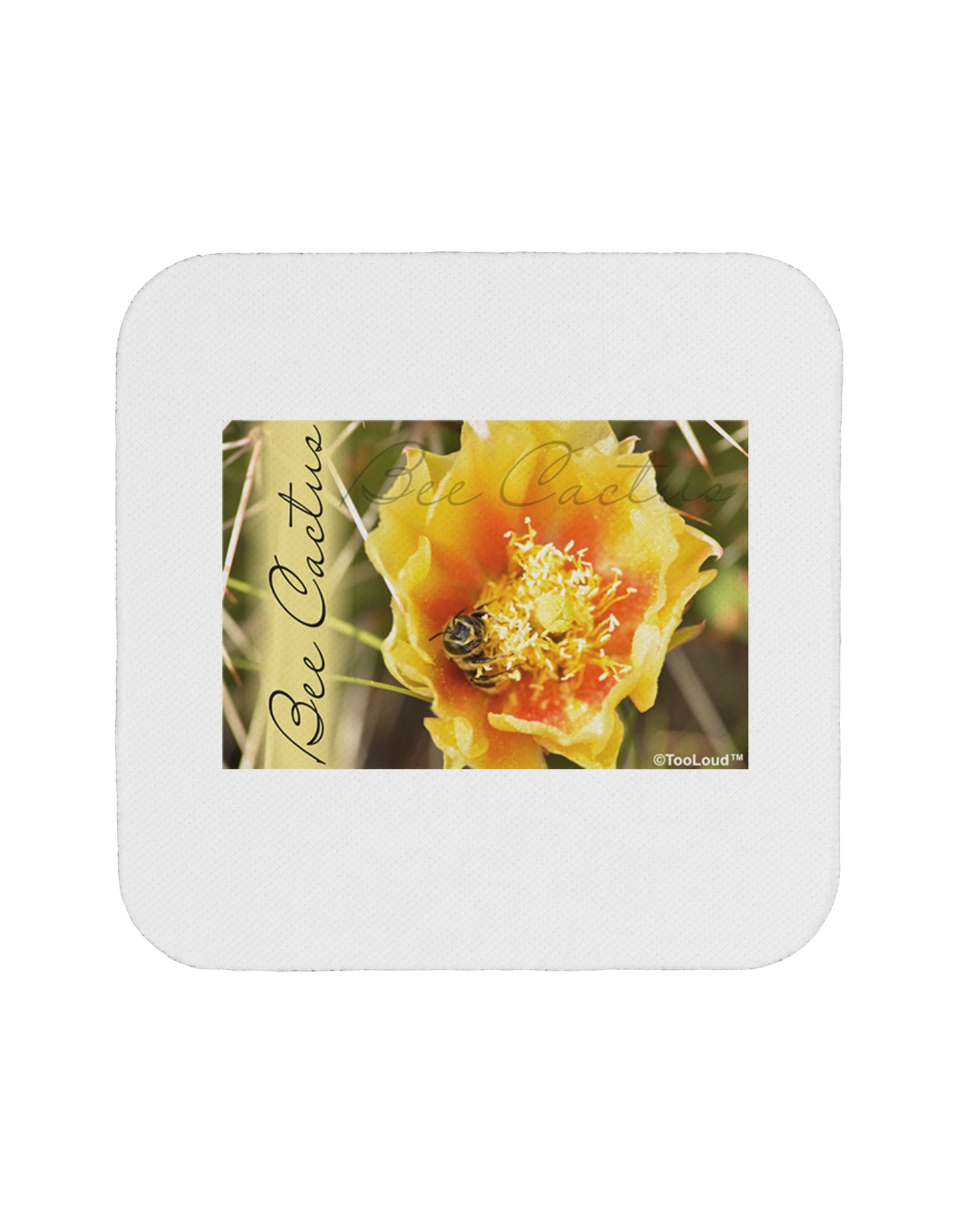 Bee Cactus with Text Coaster-Coasters-TooLoud-1-Davson Sales