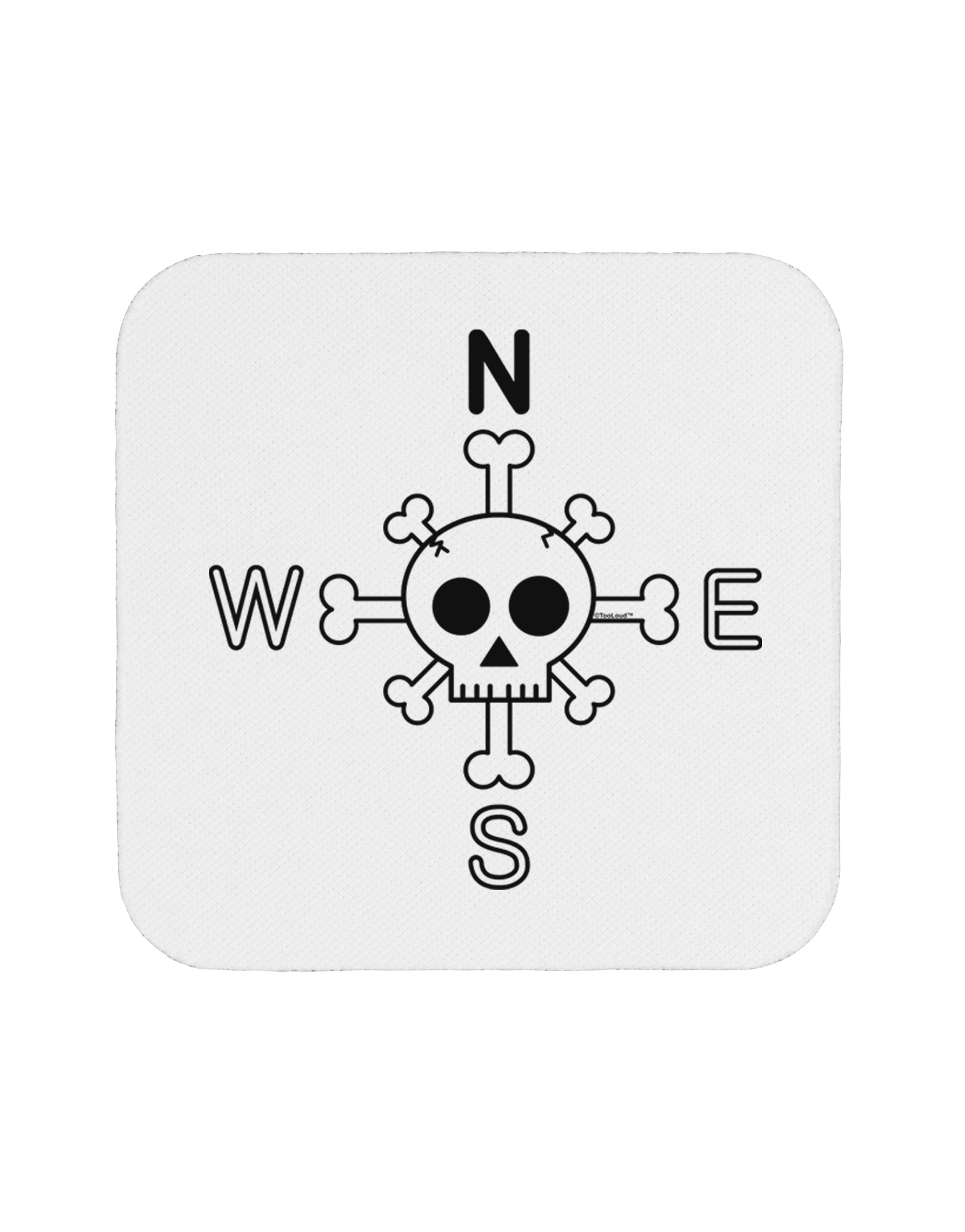 Compass Rose - Skull and Crossbones Coaster-Coasters-TooLoud-White-Davson Sales