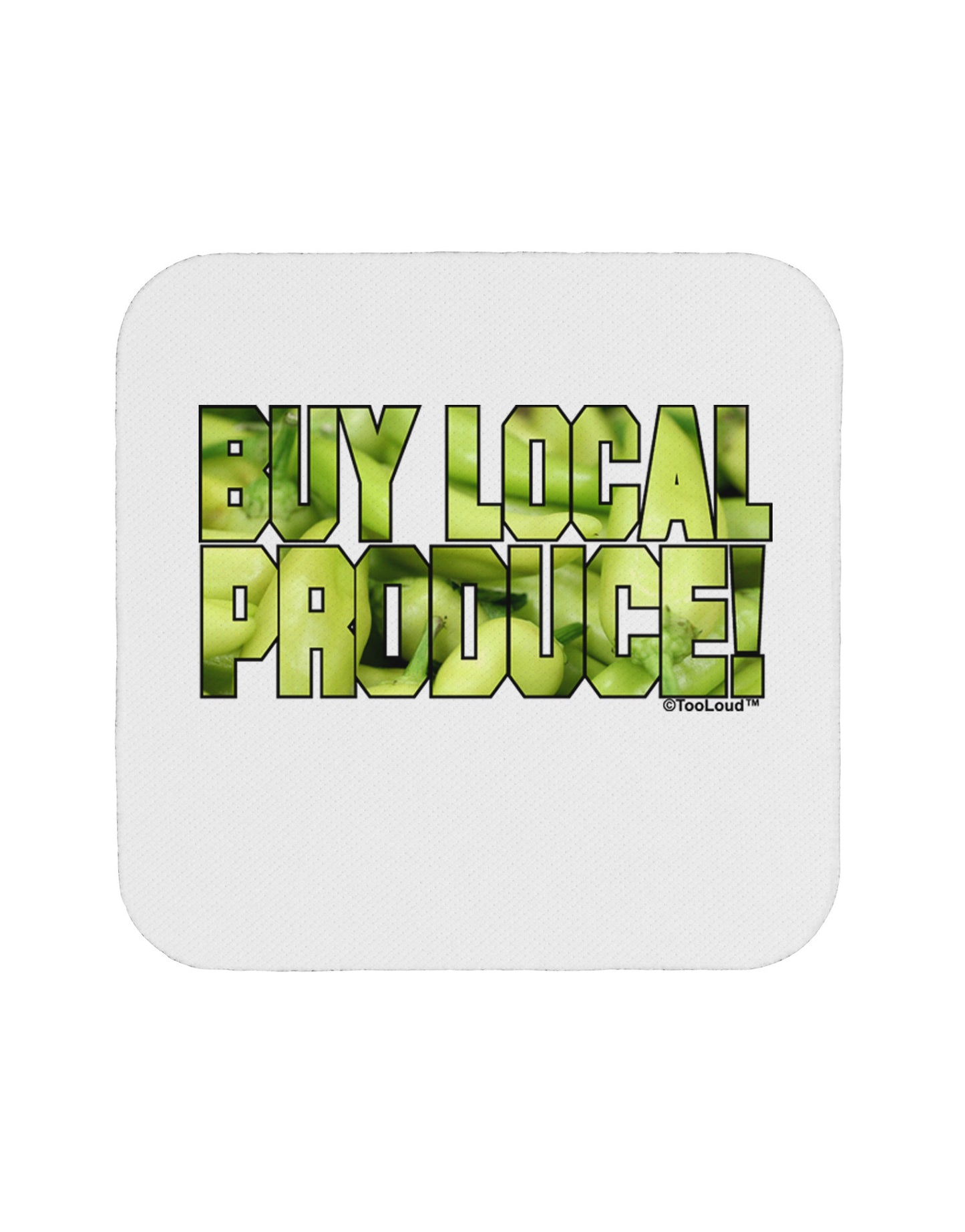 Buy Local - Jalapenos Text Coaster-Coasters-TooLoud-White-Davson Sales