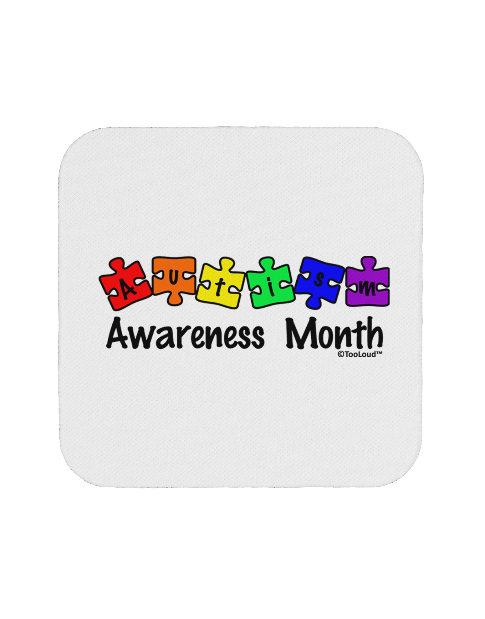 Autism Awareness Month - Colorful Puzzle Pieces Coaster by TooLoud-Coasters-TooLoud-White-Davson Sales