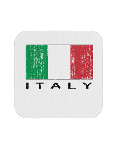 Italian Flag - Italy Text Distressed Coaster by TooLoud-Coasters-TooLoud-White-Davson Sales