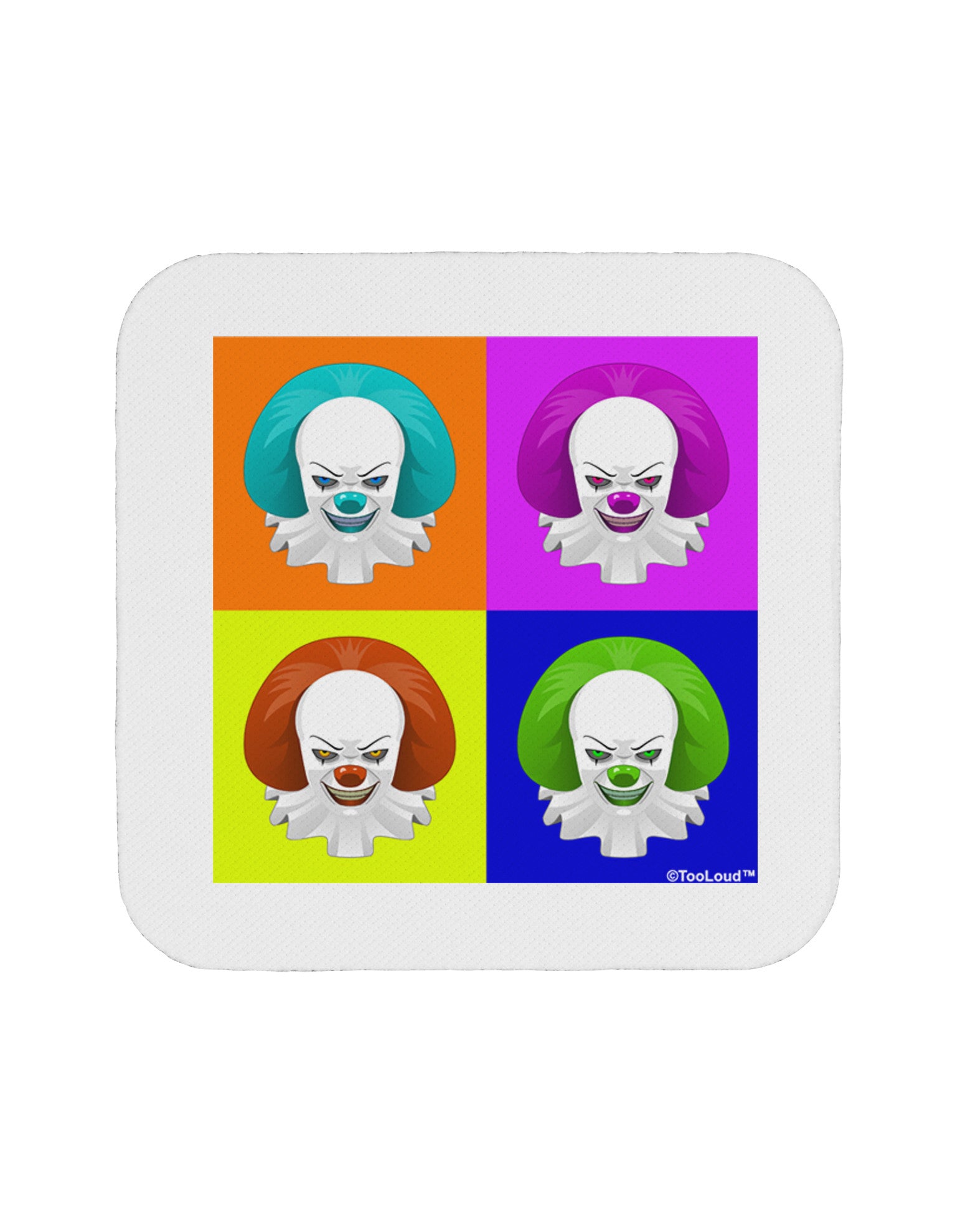 Clown Face Pop Art Coaster-Coasters-TooLoud-White-Davson Sales