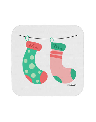 Cute Mr and Mr Christmas Couple Stockings Coaster by TooLoud-Coasters-TooLoud-White-Davson Sales