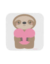 Cute Valentine Sloth Holding Heart Coaster by TooLoud-Coasters-TooLoud-White-Davson Sales