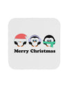 Merry Christmas Penguins See Hear Speak No Evil Coaster-Coasters-TooLoud-White-Davson Sales