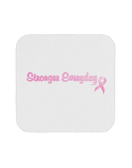 Stronger Everyday Breast Cancer Awareness Ribbon Coaster-Coasters-TooLoud-White-Davson Sales