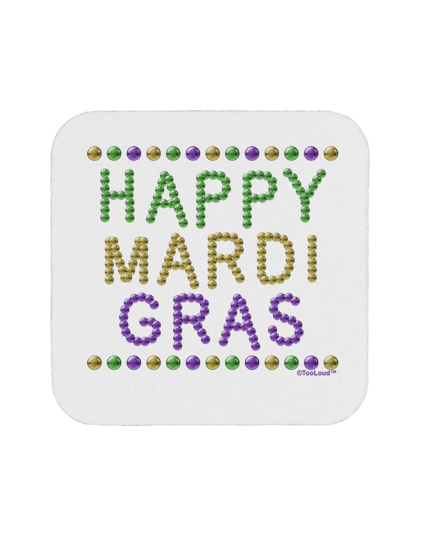 Happy Mardi Gras Beads Coaster-Coasters-TooLoud-White-Davson Sales