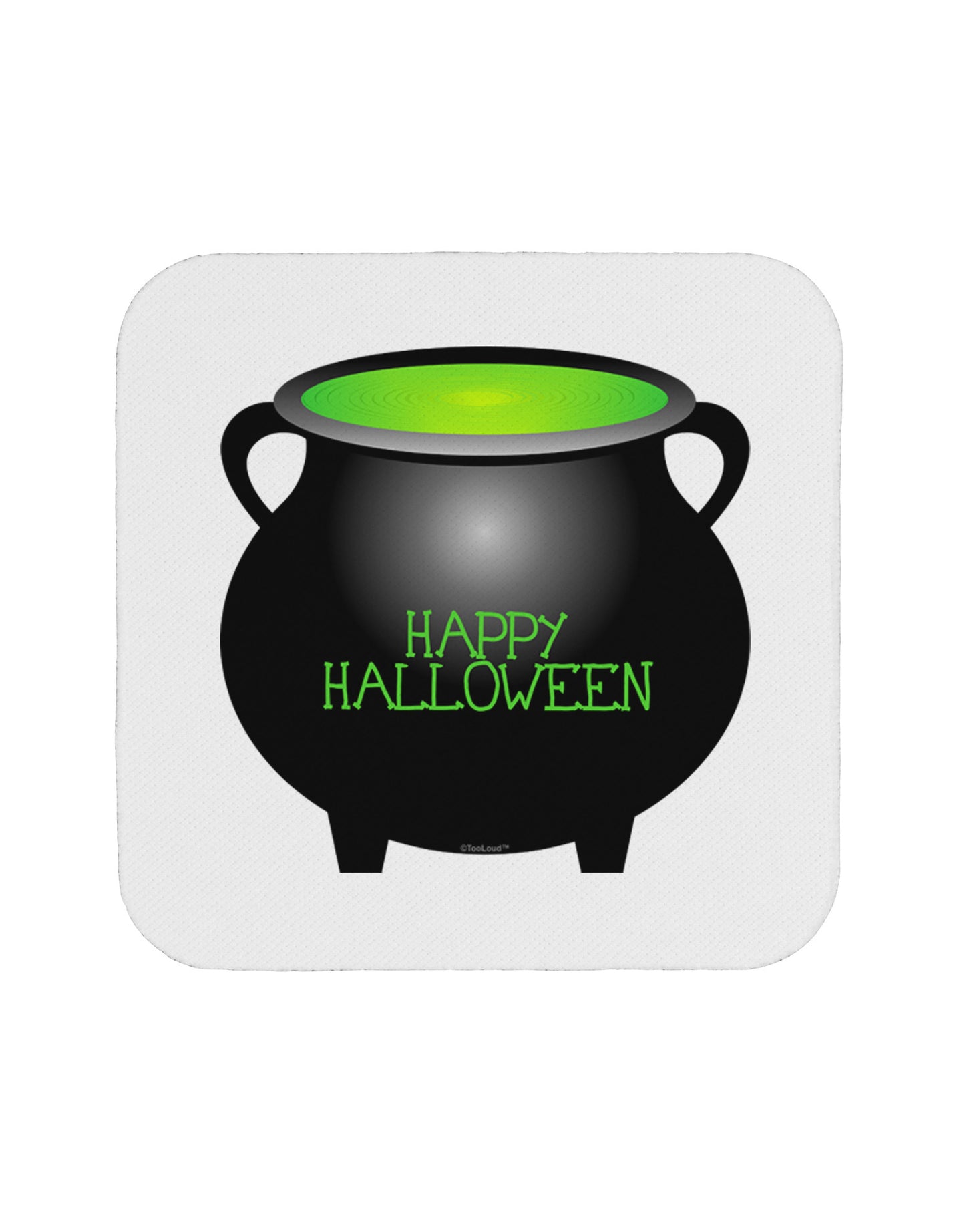 Witches Cauldron Happy Halloween Coaster-Coasters-TooLoud-White-Davson Sales