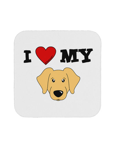 I Heart My - Cute Golden Retriever Dog Coaster by TooLoud-Coasters-TooLoud-White-Davson Sales