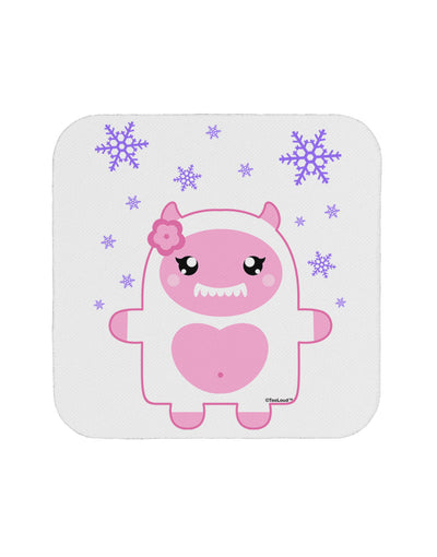 Cute Abominable Snowman Girl Yeti - Christmas Coaster-Coasters-TooLoud-White-Davson Sales