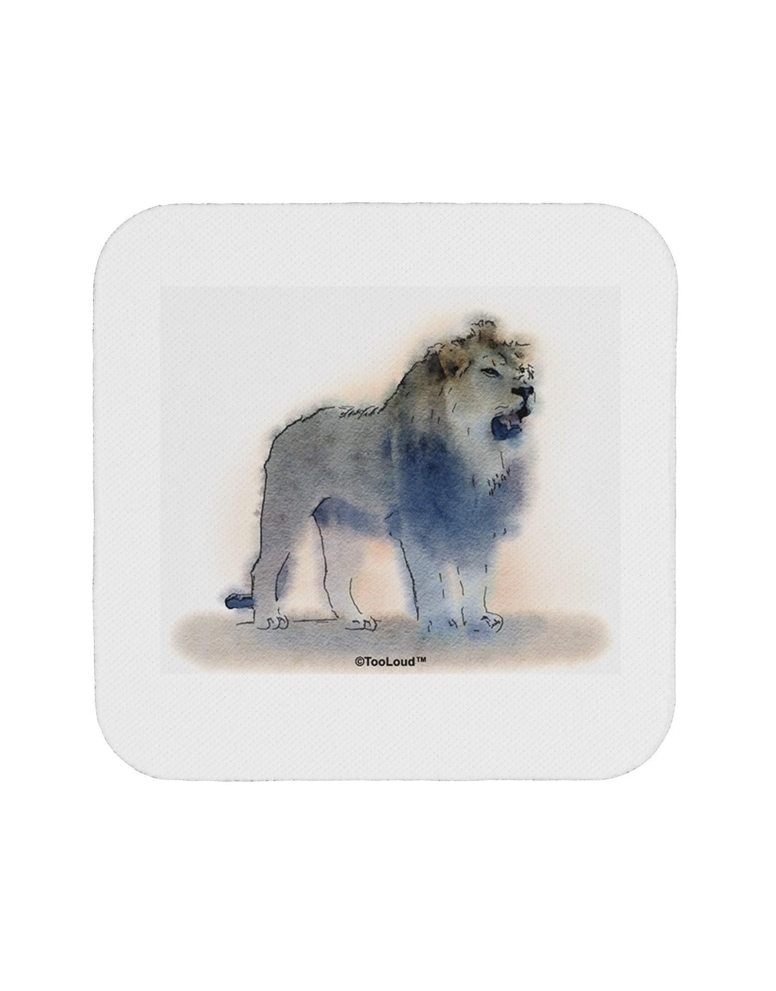 Lion Watercolor B Coaster-Coasters-TooLoud-White-Davson Sales