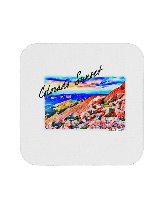 Colorado Mtn Sunset Bold WaterColor Coaster-Coasters-TooLoud-1-Davson Sales