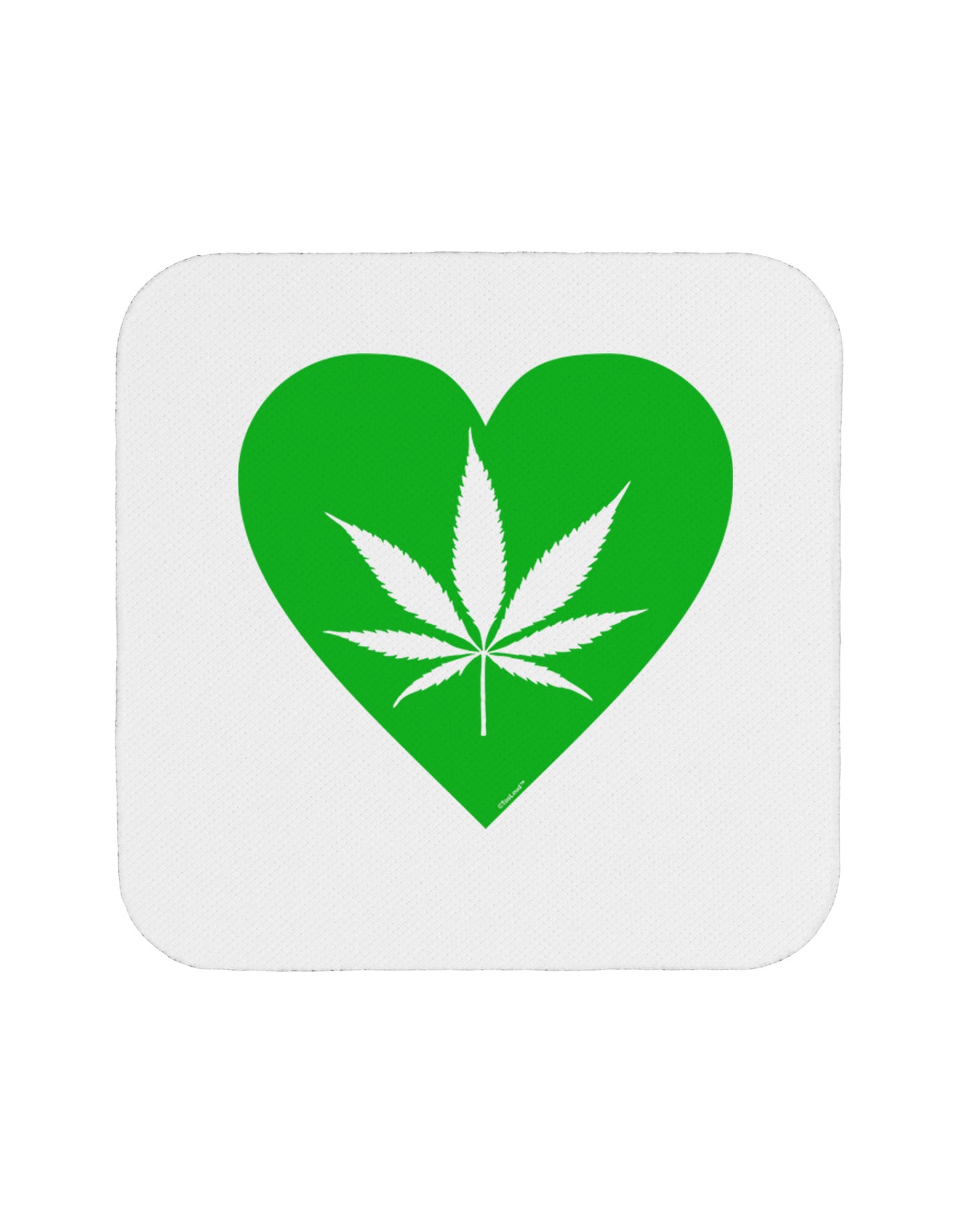 Marijuana Leaf Heart Green Coaster-Coasters-TooLoud-White-Davson Sales