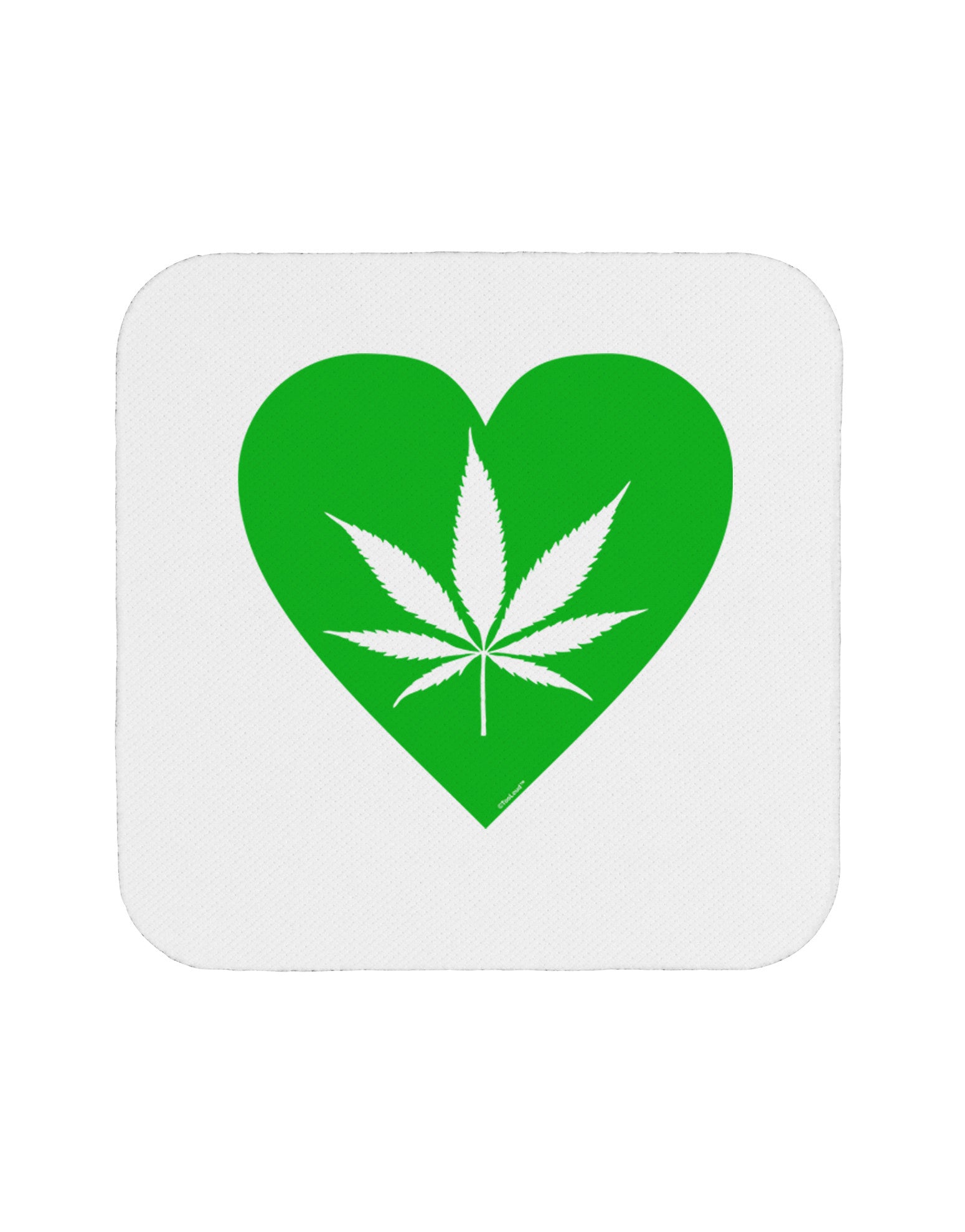 Marijuana Leaf Heart Green Coaster-Coasters-TooLoud-White-Davson Sales