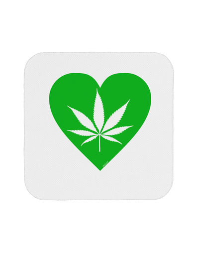 Marijuana Leaf Heart Green Coaster-Coasters-TooLoud-White-Davson Sales