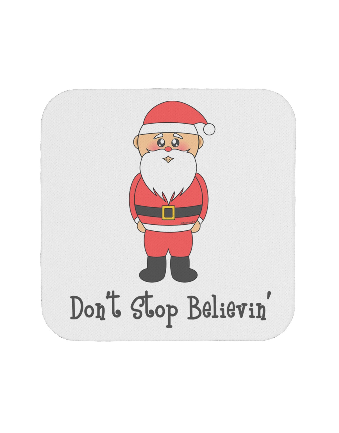 Don't Stop Believin' Santa Christmas Coaster-Coasters-TooLoud-White-Davson Sales