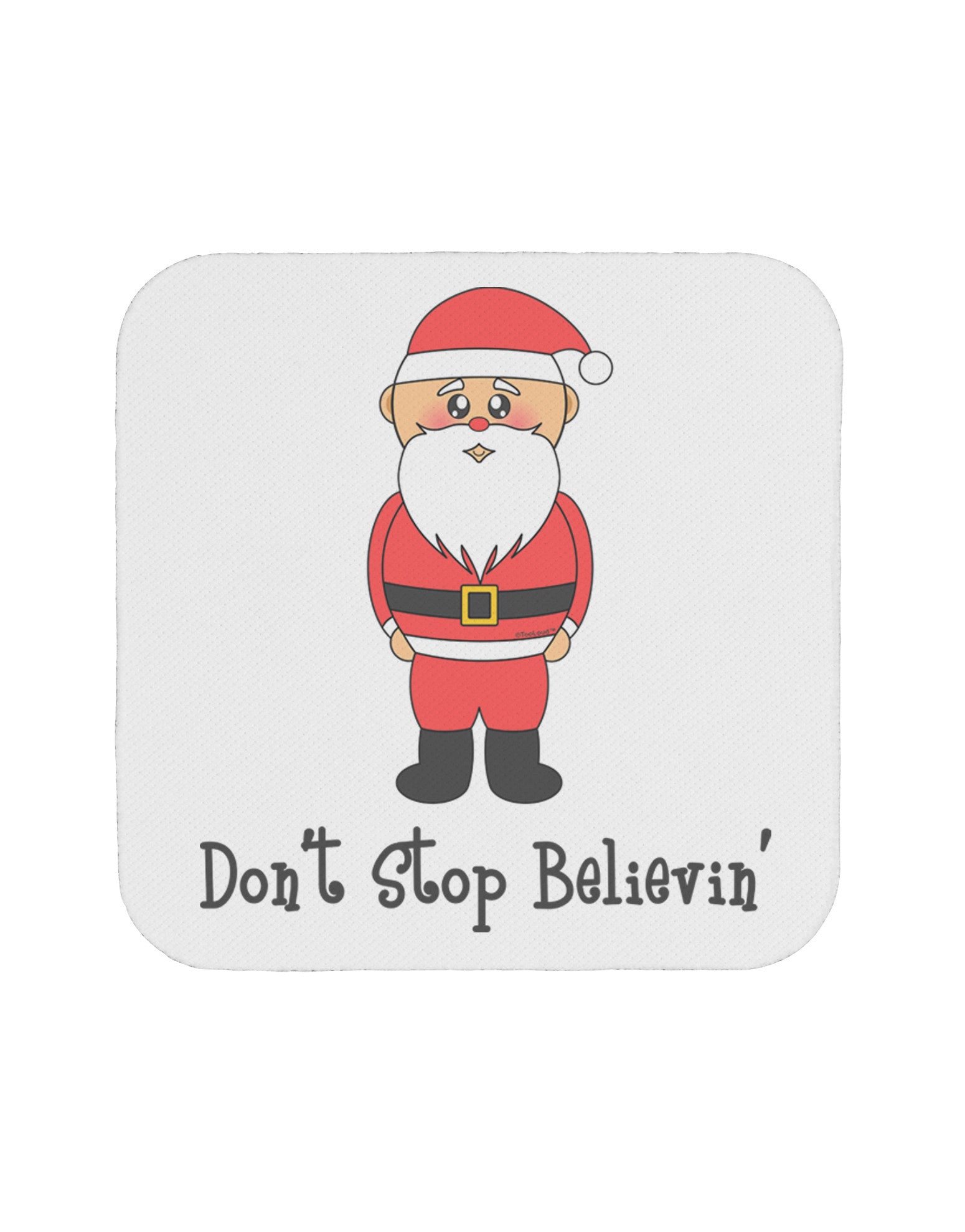 Don't Stop Believin' Santa Christmas Coaster-Coasters-TooLoud-White-Davson Sales