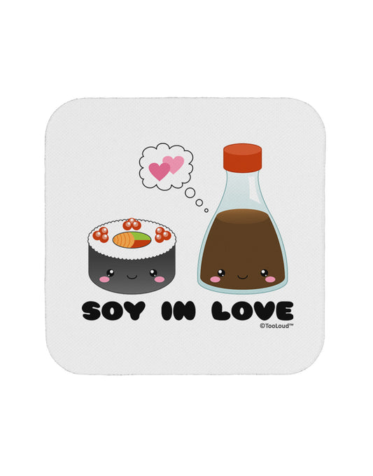 Cute Sushi and Soy Sauce - Soy In Love Coaster by TooLoud-Coasters-TooLoud-White-Davson Sales